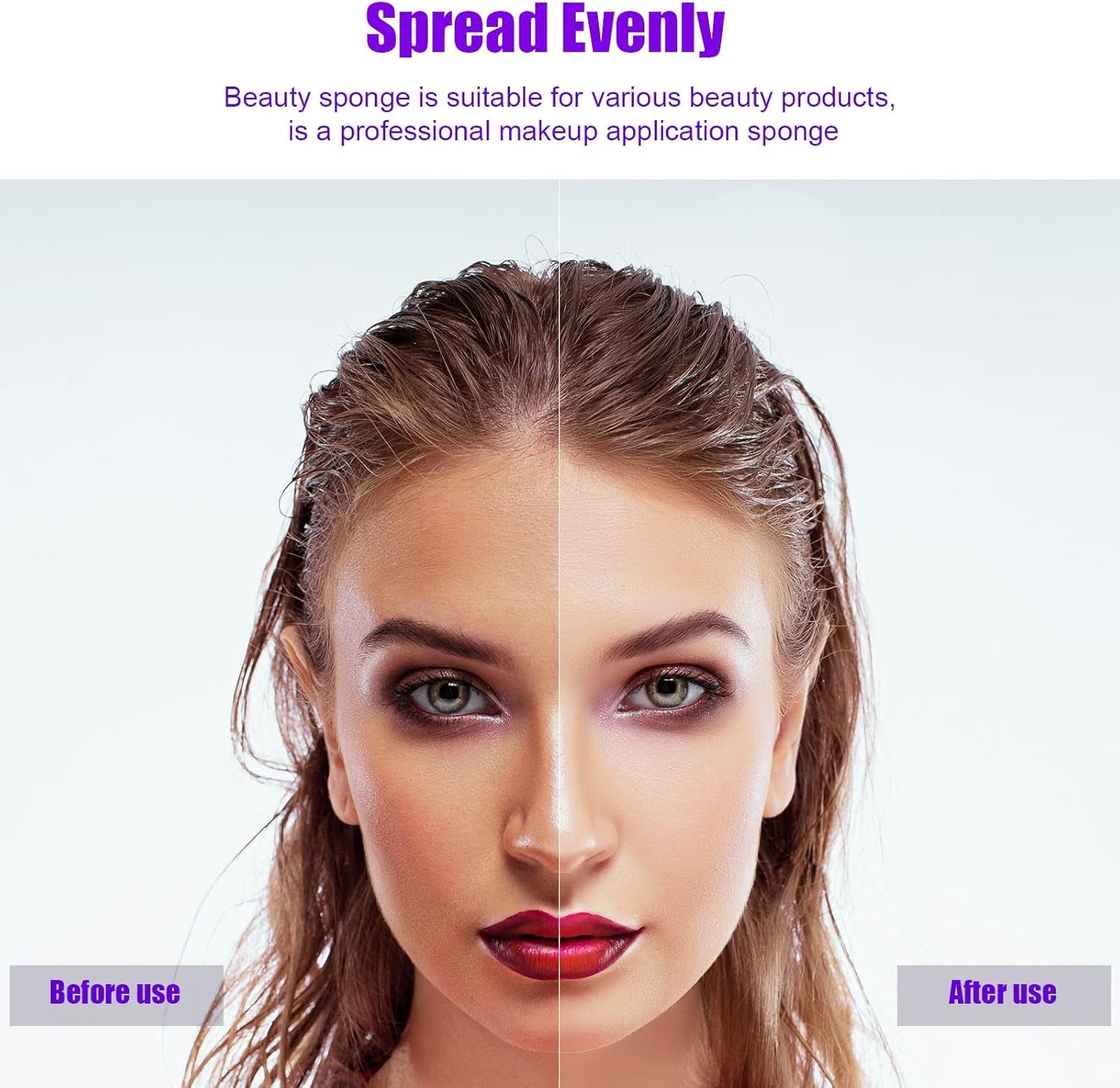 4 Pcs Makeup Sponge Beauty Blender Set - Sponges for Foundation with Egg Case and 1 Holder, Flawless for Cream, Powder Liquid (4Pcs,Purple)