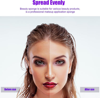 4 Pcs Makeup Sponge Beauty Blender Set - Sponges for Foundation with Egg Case and 1 Holder, Flawless for Cream, Powder Liquid (4Pcs,Purple)